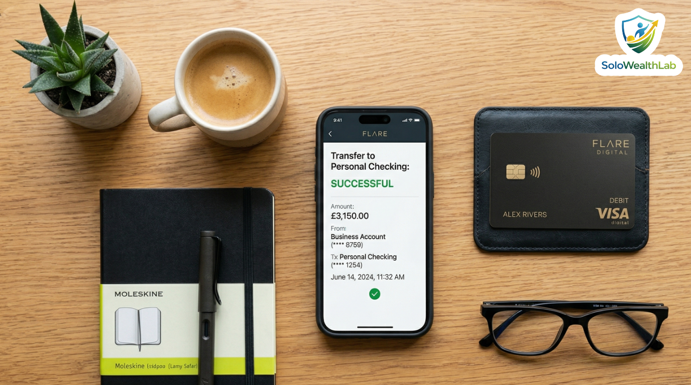 Smartphone showing a successful money transfer representing how to pay yourself from a business bank account.